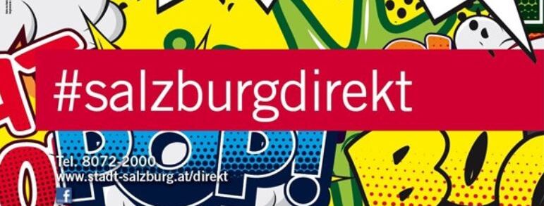 Logo von salzburg direkt mit einem Hastag versehen und Grafitti im HIntergrund.