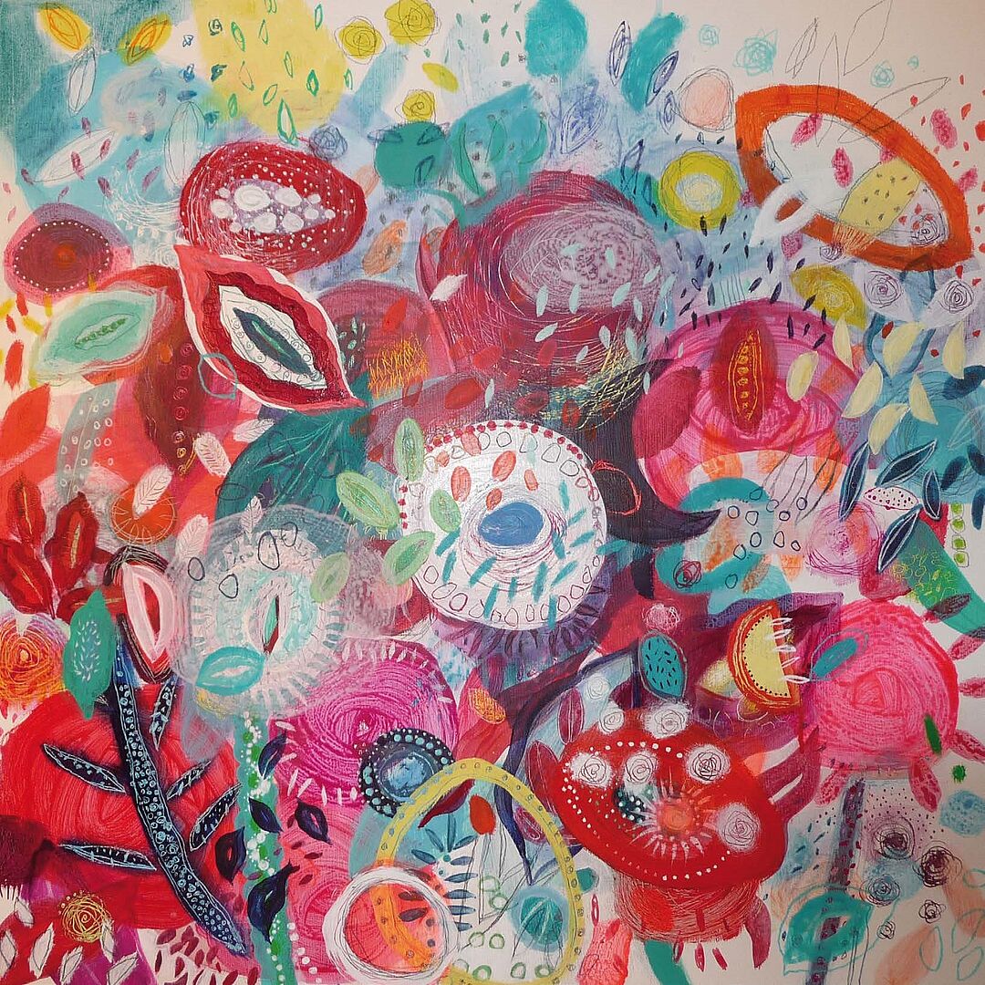 Malerei Bild mit abstrakten Blumen