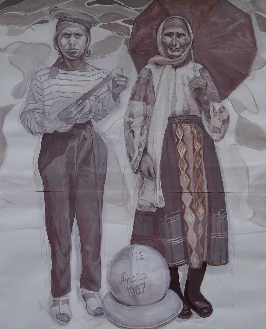 Amara Ressort, Acryl / Pastell auf Papier, 125 x 100 cm, 2023
